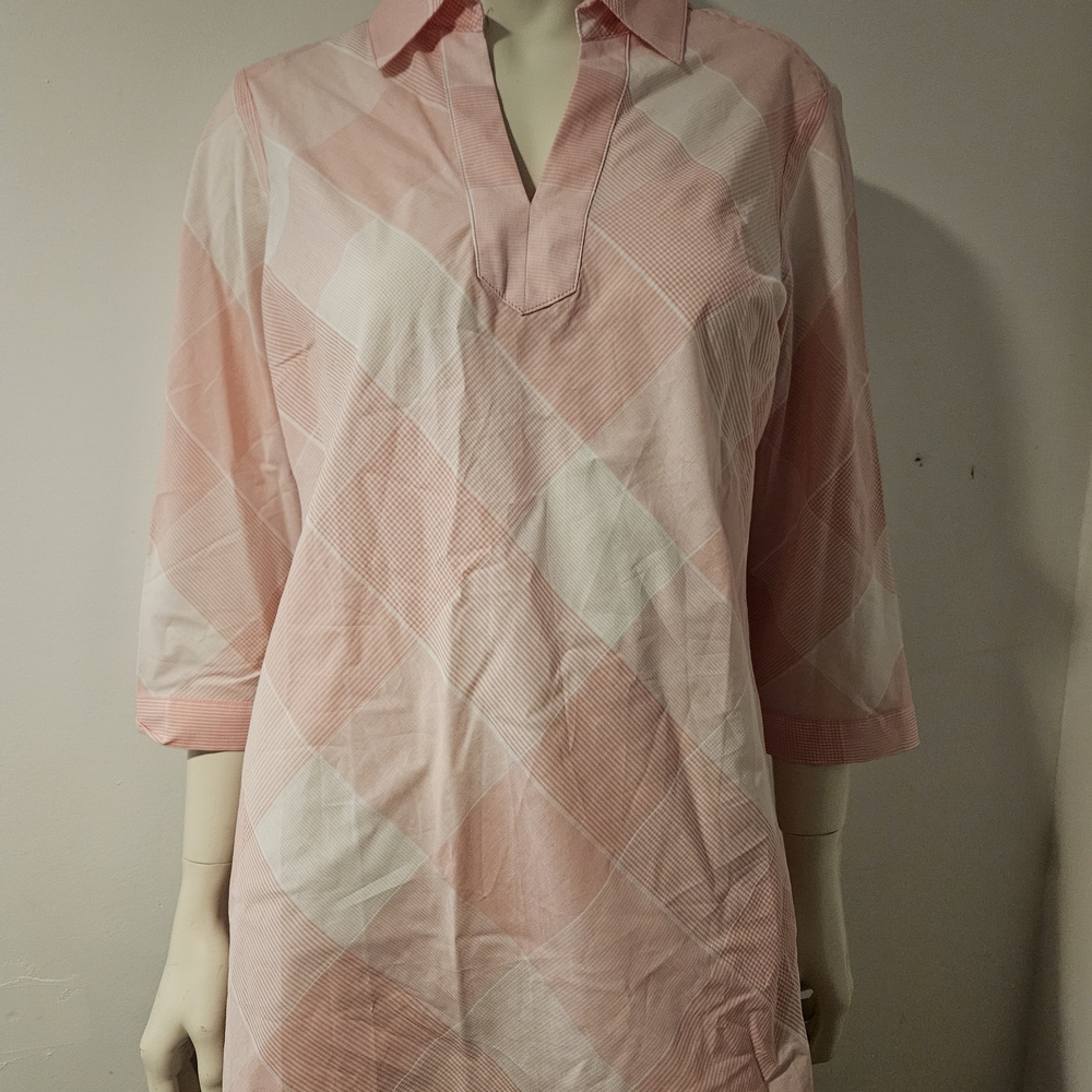 Foxcroft Pink and White Checkered Tunic